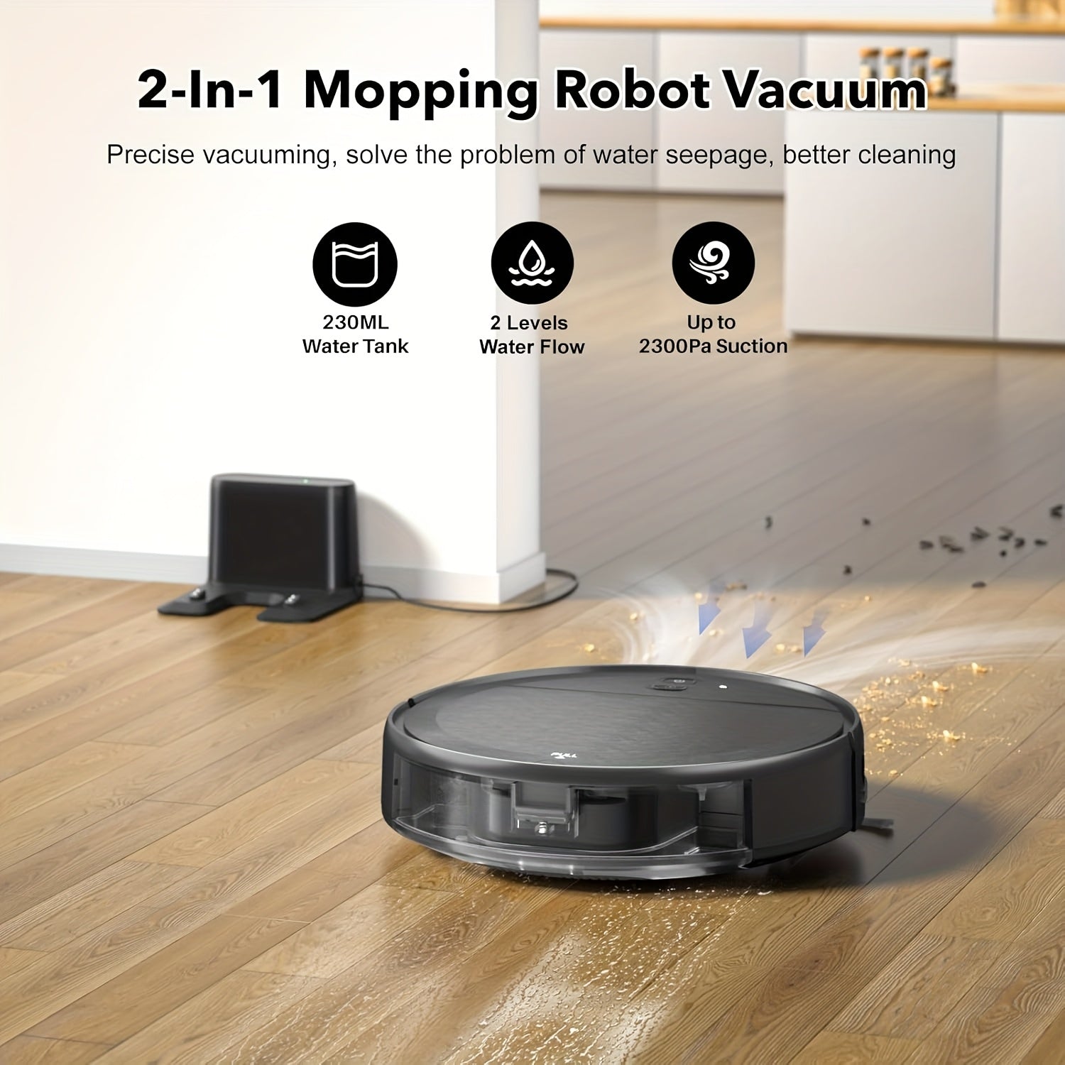 Robotic Vacuum Cleaner And Mop Combo, Compatible with WiFi\u002FApp, Self-Charging, Slim, Ideal for Pet Family, Hard Floor, Hair, Low Pile Carpet