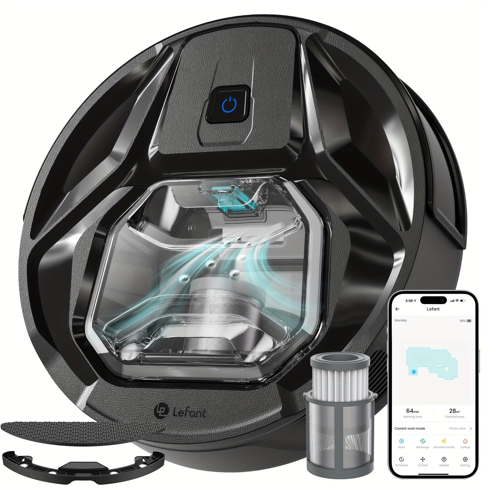 Vacuum Cleaner\u002FWet-dry Vacuum Robot M320 with Wiping Function 3in 1, 6000Pa Vacuum Robot with Precise Distance Navigation, Visible 800ml Dust Container, 240mins, WLAN\u002Fapp, Ideal for Pet Hair, Carpets.