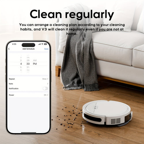 1pc, Robotic Vacuum Cleaner, 4000Pa Strong Suction, 120 Mins Runtime, Slim, 21.98oz Large Dust Box, Self-Charging, Wi-Fi\u002FAPP Remote Connected, Ideal For Pet Hair, Hard Floors, White
