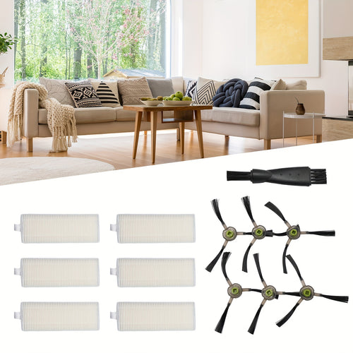 13pcs Robotic Vacuum Cleaner Accessories Kit for OKP Life K2 K3 K3A K4 K5, Lefant M210 M210S M210B M213 - Includes 6 Filters, 6 Side Brushes, 1 Cleaning Brush - Plastic Material, No Battery Included